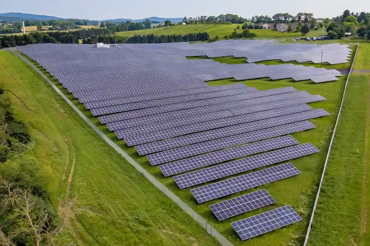 Rows of University Area Joint Authority's Phase 2 solar array in State College