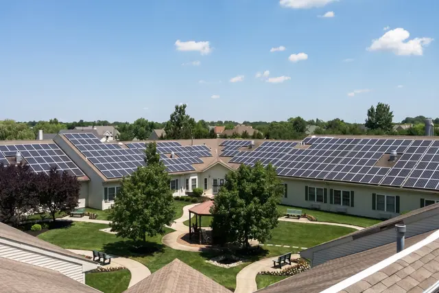 Solar panels on the roofs of the Gardens at Cross Keys in Glassboro