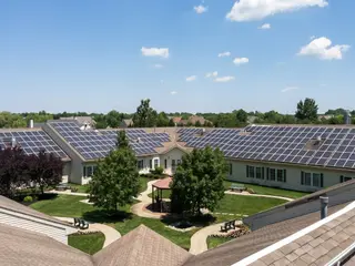Solar panels on the roofs of the Gardens at Cross Keys in Glassboro