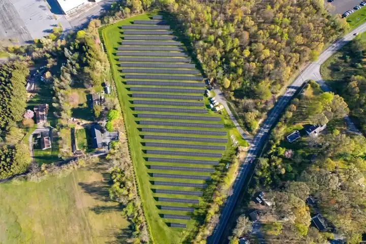 Walnutport Solar Partners' ground array, from a drone